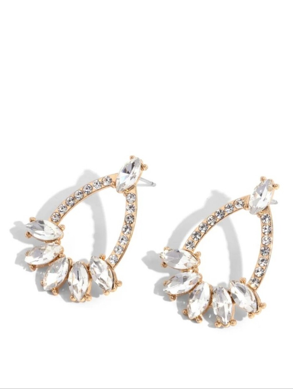 Experience Elegance Paparazzi Gold and White Teardrop Rhinestone Earrings